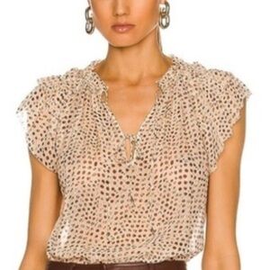 NWOT Ulla Johnson Cream and Brown Silk Blouse